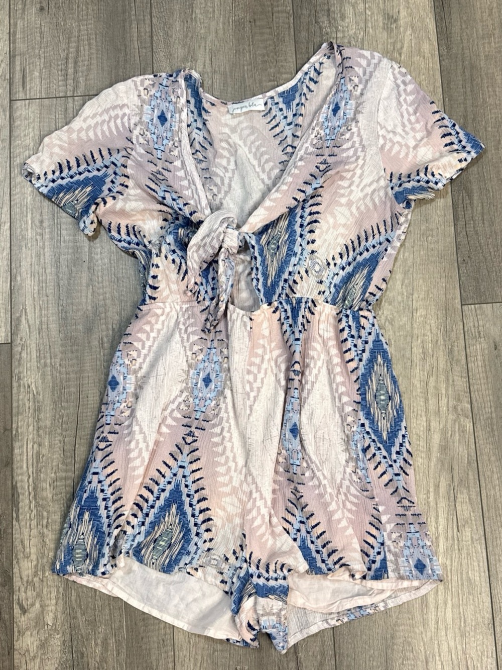 Juniper Blu Tie-Front Printed Romper